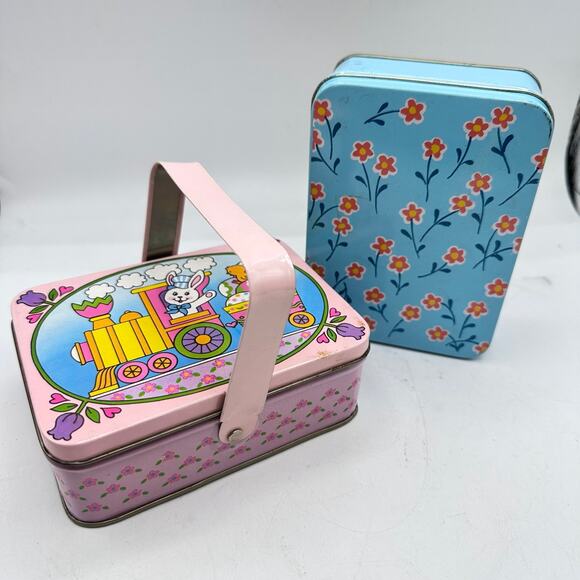 X2 Spring Easter Tin Boxes - vintage 80s 90s - Picture 3 of 5
